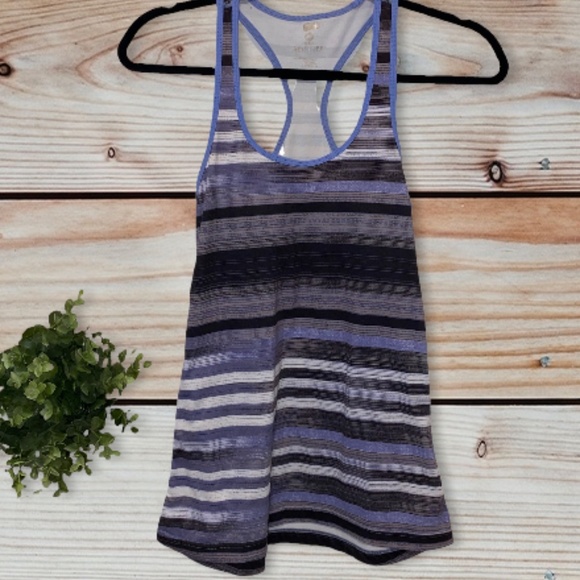 Purple grey striped racer back tank top - Picture 1 of 3